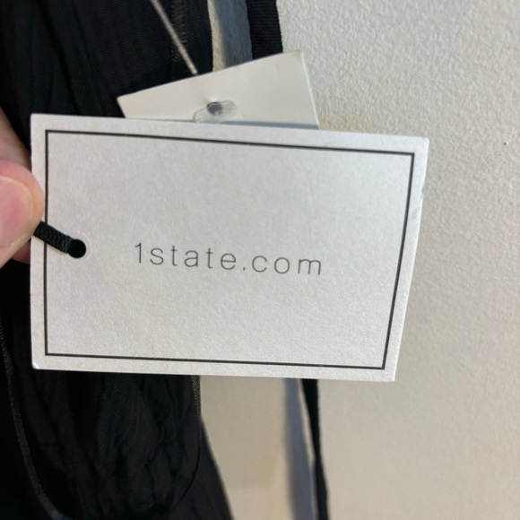 1 STATE Sz L Jumpsuit 100% Rayon Slub Embroidery Gipsy Night Rich Black NEW - Picture 5 of 12